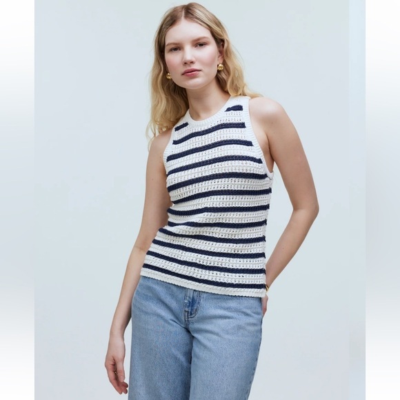 Madewell Tops - Madewell Crochet-Knit Crewneck Sweater Tank Size Large NWT